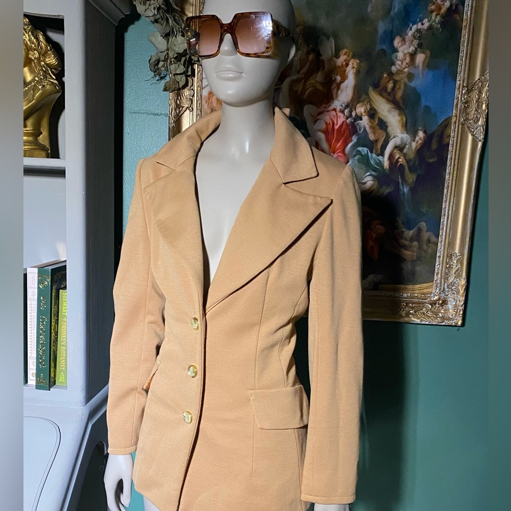 1970s vintage wide lapel jacket camel